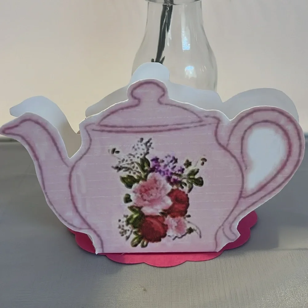 Pink Floral Teapot favor box. Personalized tag Set of 10 $25 unlimited quantity